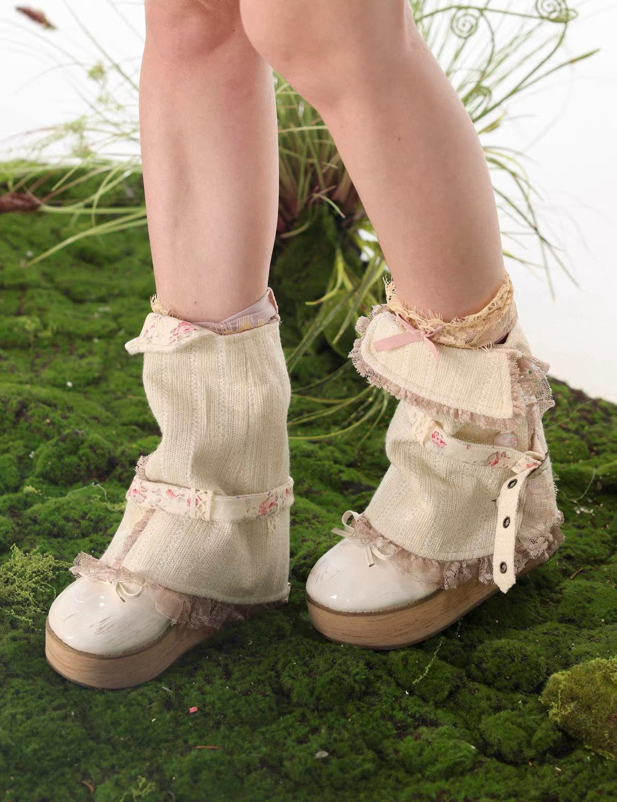 Rose Island Moss Garden Patchwork Leg Warmers