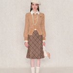 Get trendy with [Underpass]Cuddly Brown Bear Plaid Midi Skirt -  available at Peiliee Shop. Grab yours for $46 today!