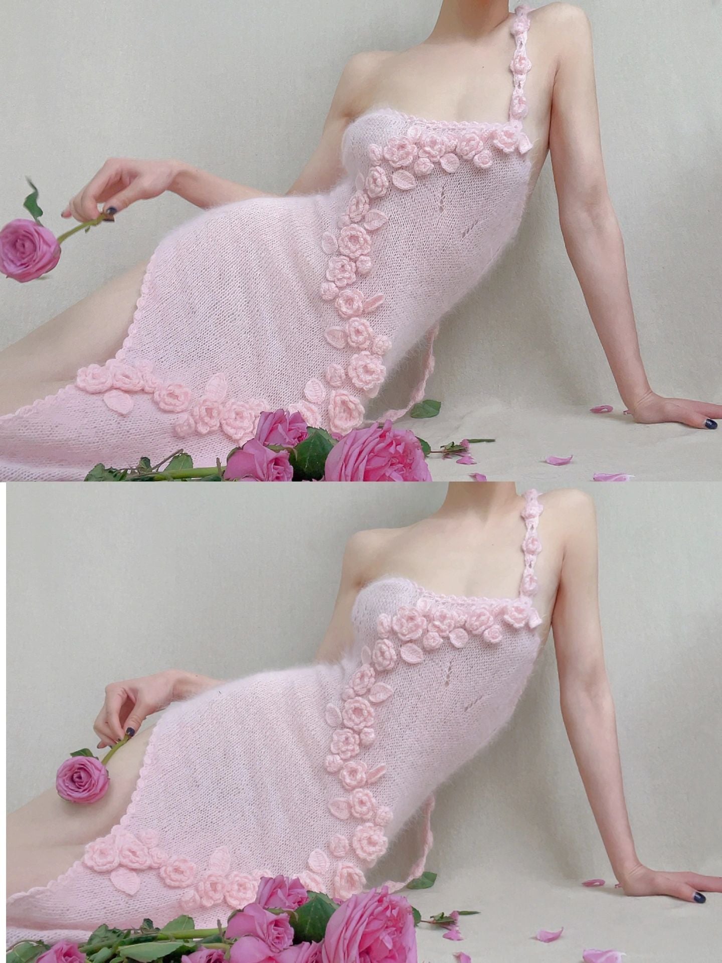 Get trendy with [Tailor Made] Romantic Floral Dream Hand Knitted Dress -  available at Peiliee Shop. Grab yours for $118 today!