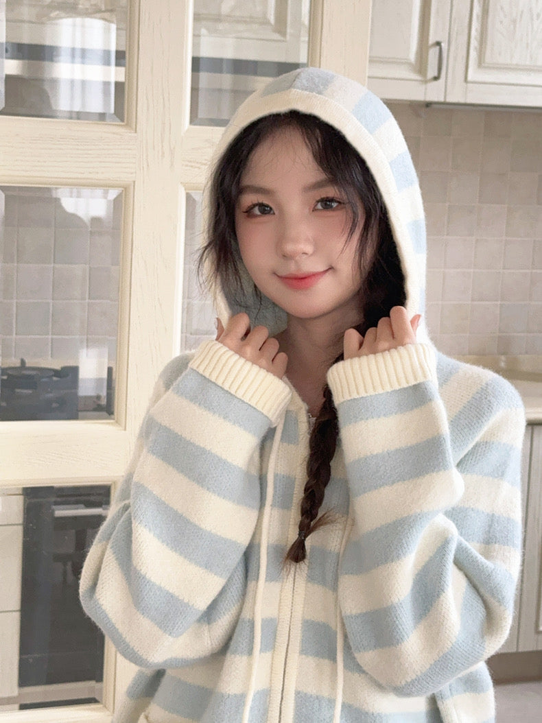 Get trendy with Pastel Cloud Knitting Hoodie Cardigan - Sweater available at Peiliee Shop. Grab yours for $39.90 today!