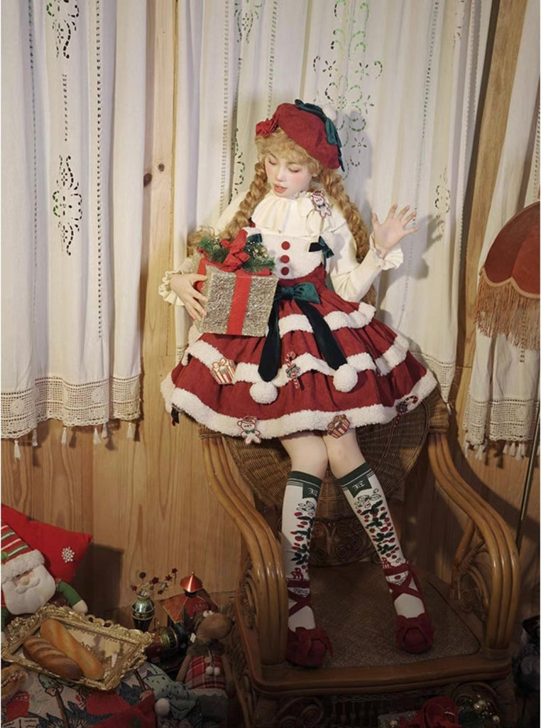 Get trendy with [Alice girl] Gingerbread Bear Lolita Dress for Christmas - Dresses available at Peiliee Shop. Grab yours for $48 today!