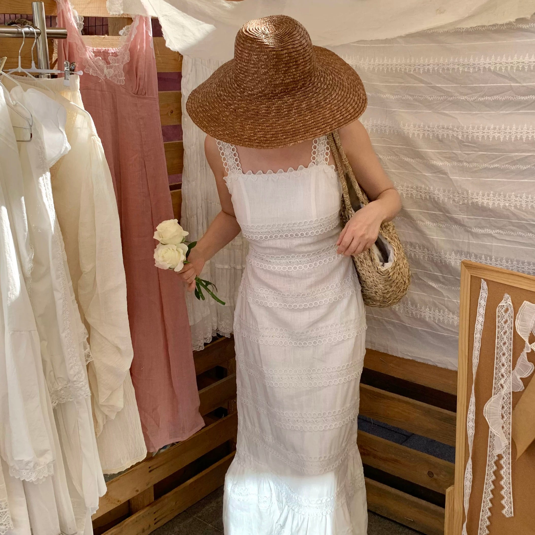 [Tailor Made] Sun Kissed Love Handmade Cotton Strapless Bridal Maxi Dress