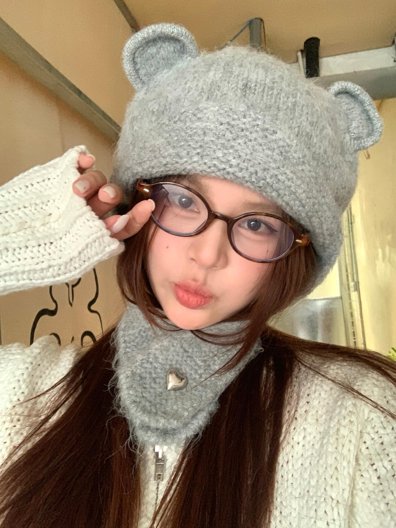 Get trendy with Knitting bear ear beanie with heart clip -  available at Peiliee Shop. Grab yours for $9.80 today!