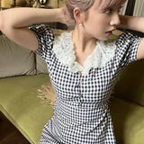 Get trendy with French Doll Gingham Vintage Mini Dress - Dresses available at Peiliee Shop. Grab yours for $34.80 today!