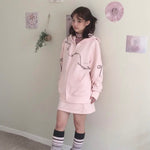 Get trendy with Sic Astra Soft Baby Pink Ribbon Hoodie Skirt Set - Accessories available at Peiliee Shop. Grab yours for $38 today!