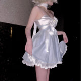 Get trendy with Moonlight Goddess Ribbon Mini Dress -  available at Peiliee Shop. Grab yours for $49.90 today!