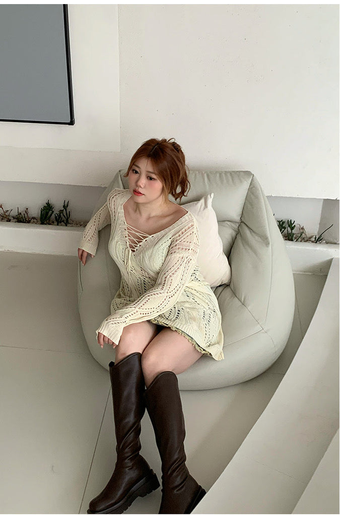 [Curve Beauty] Soft Hollowed-Out Sweater  (Plus Size 200 lbs) - Premium Dresses from DAJUN - Just $28! Shop now at Peiliee Shop