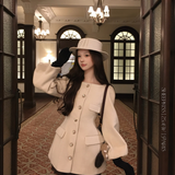Sheepkiss Paris Lady Diamond Button White Coat