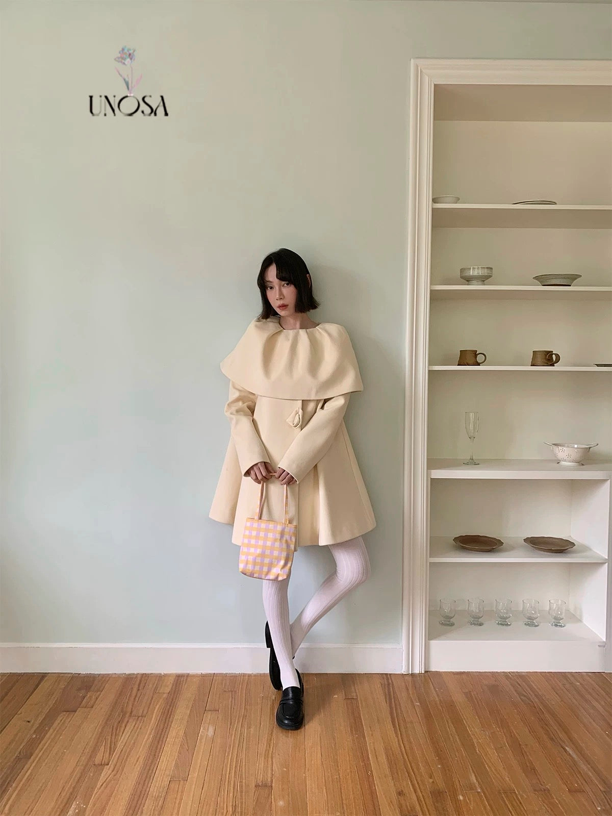 Get trendy with [UNOSA] Flowery Girls Club - Princess Style A-line Wool Coat - Coats & Jackets available at Peiliee Shop. Grab yours for $145 today!