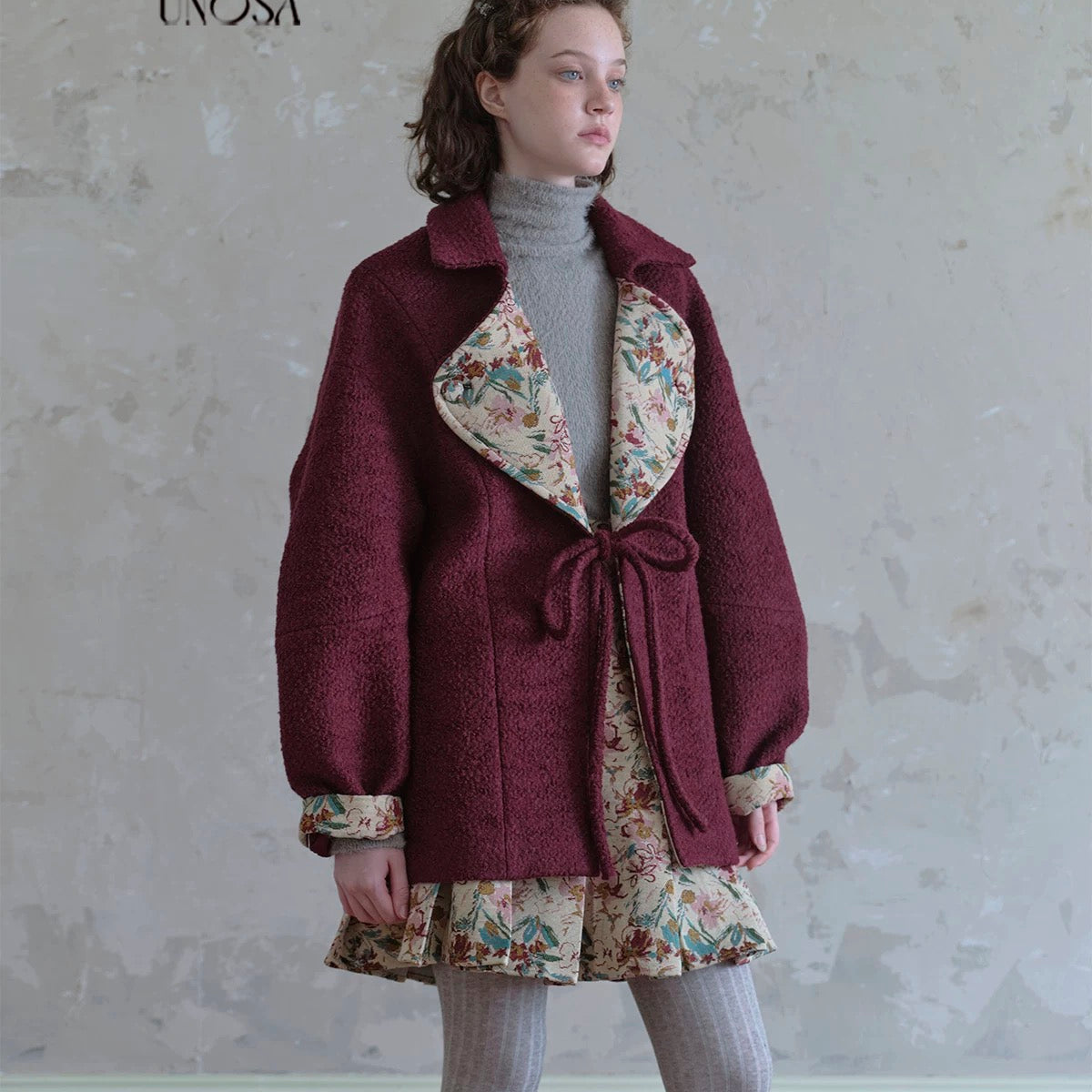 Get trendy with [UNOSA] Christmas Berry Heart Wool Oversized Coat - Coats & Jackets available at Peiliee Shop. Grab yours for $49.90 today!