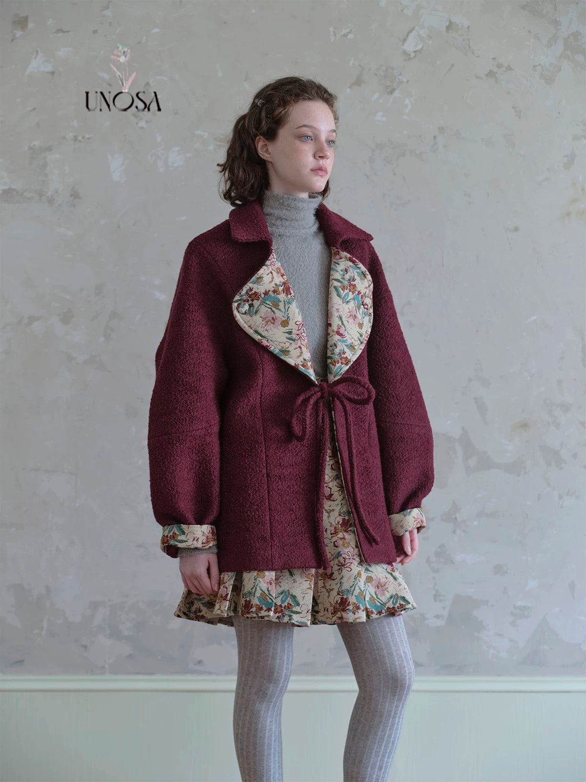 Get trendy with [UNOSA] Christmas Berry Heart Wool Oversized Coat - Coats & Jackets available at Peiliee Shop. Grab yours for $49.90 today!