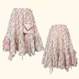 Rose Island Rose Letter Floral Midi Skirt