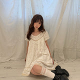PacificPosition Sunday in Provence Vintage Lace Cotton Babydoll Dress