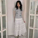 Get trendy with Sic Astra Snow Doll Coquette Midi Skirt - Accessories available at Peiliee Shop. Grab yours for $39 today!