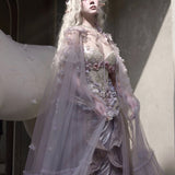 Blood Supply Moonlight Spirit Flower Semi-sheer Tulle Long Cap