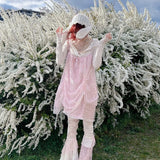 [Rose Island] Pink Mermaid Jellyfish  Style Mini Dress