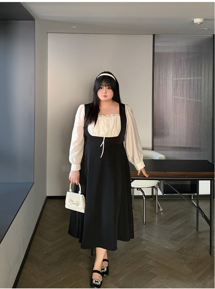 [Curve Beauty]Milk Pudding French Hepburn Dress (Plus Size 200 lbs) - Premium Dresses from DAJUN - Just $38! Shop now at Peiliee Shop