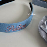 Custom Name Sugar Denim Babydoll Hairband Handmade Gift