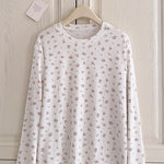 Get trendy with Floral Puff Cream Cake Cotton Shirt - Sweater available at Peiliee Shop. Grab yours for $16 today!