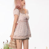 Rose Island Moss Garden Floral Lace Top