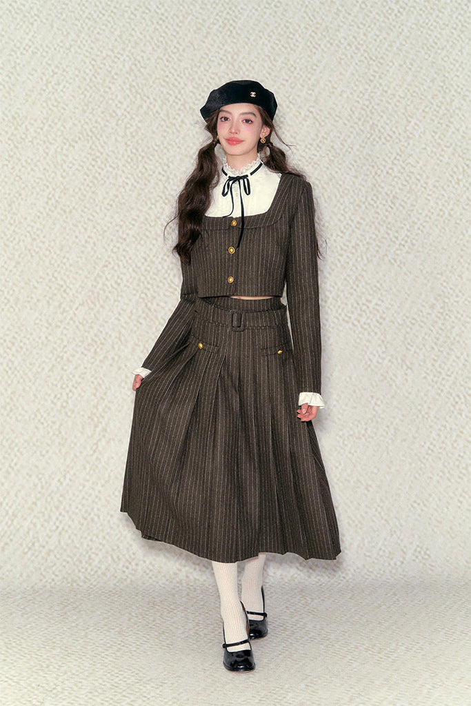 [Underpress] Vintage Collegiate Shirt and Long Skirt Set - Premium  from Underpress - Just $109! Shop now at Peiliee Shop