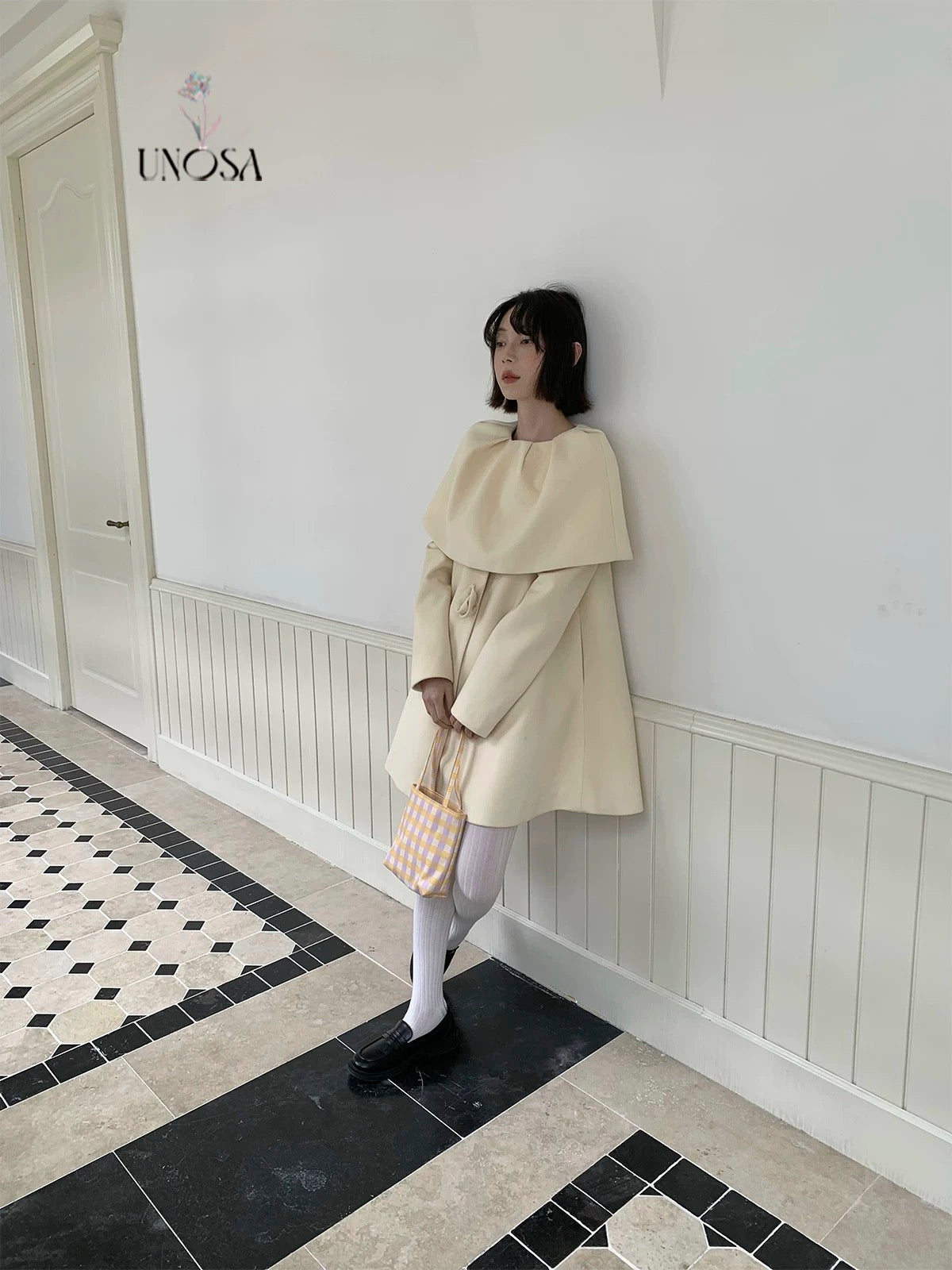 Get trendy with [UNOSA] Flowery Girls Club - Princess Style A-line Wool Coat - Coats & Jackets available at Peiliee Shop. Grab yours for $145 today!