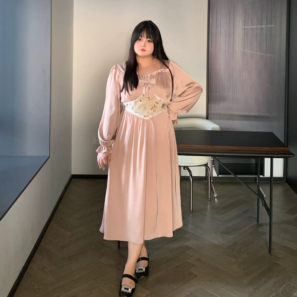 Get trendy with [Curve Beauty]Stroll in Paris Pink Dress(Plus Size 200 lbs) - Dresses available at Peiliee Shop. Grab yours for $39 today!