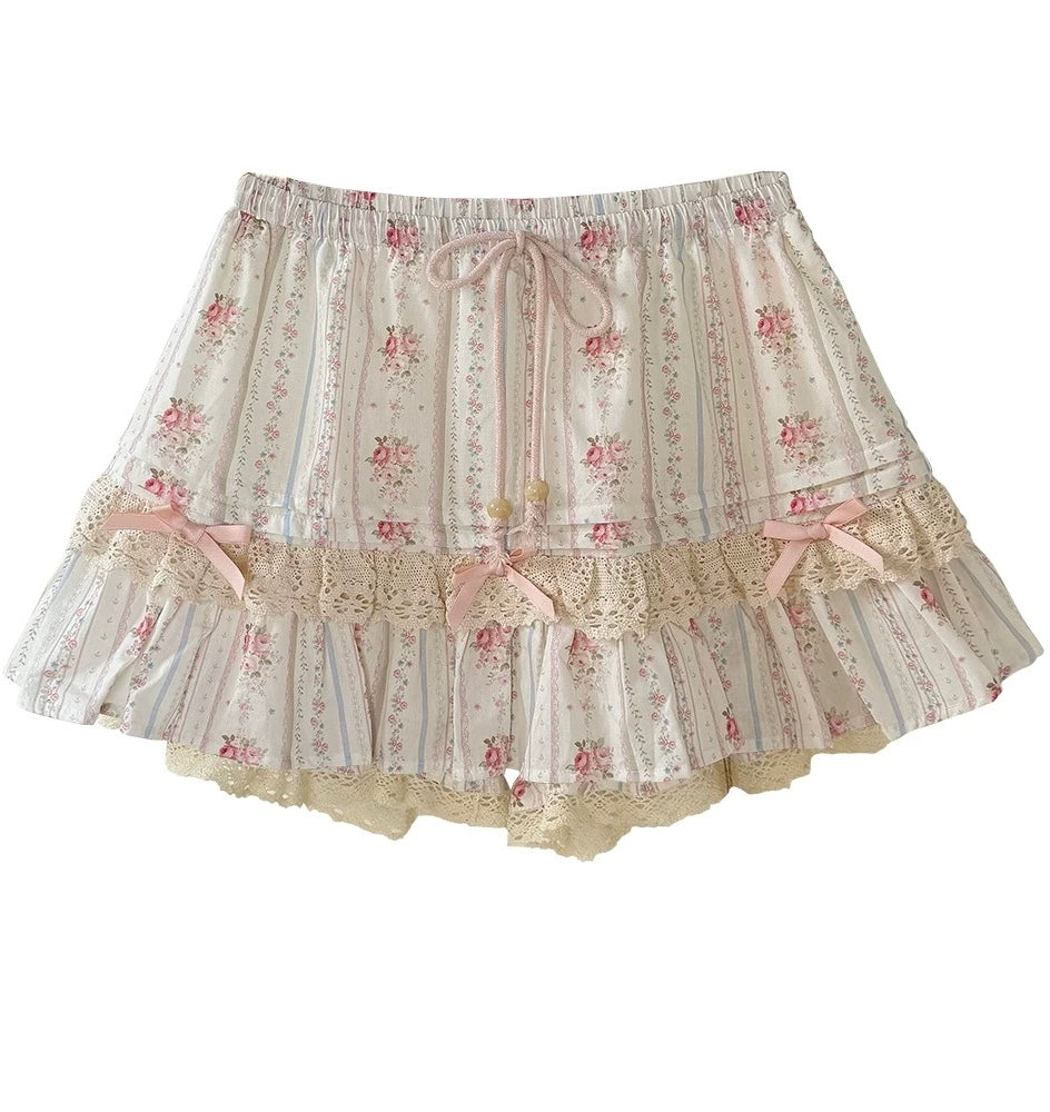 Rose Island Forest Tea Party Floral Mini Skirt with Bloomers