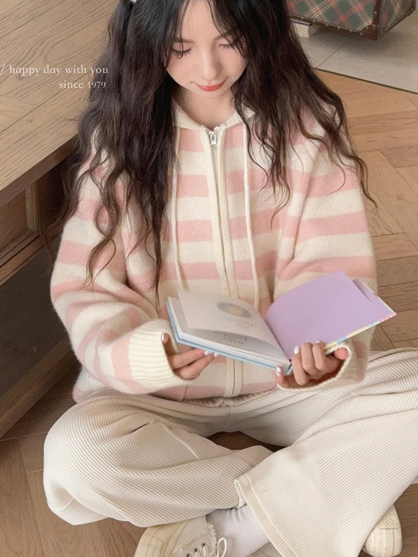 Get trendy with Pastel Cloud Knitting Hoodie Cardigan - Sweater available at Peiliee Shop. Grab yours for $39.90 today!