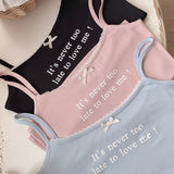 Get trendy with [Buy 2 Get 1 Free] It’s never too late to love me cotton vest top - vest available at Peiliee Shop. Grab yours for $12.80 today!