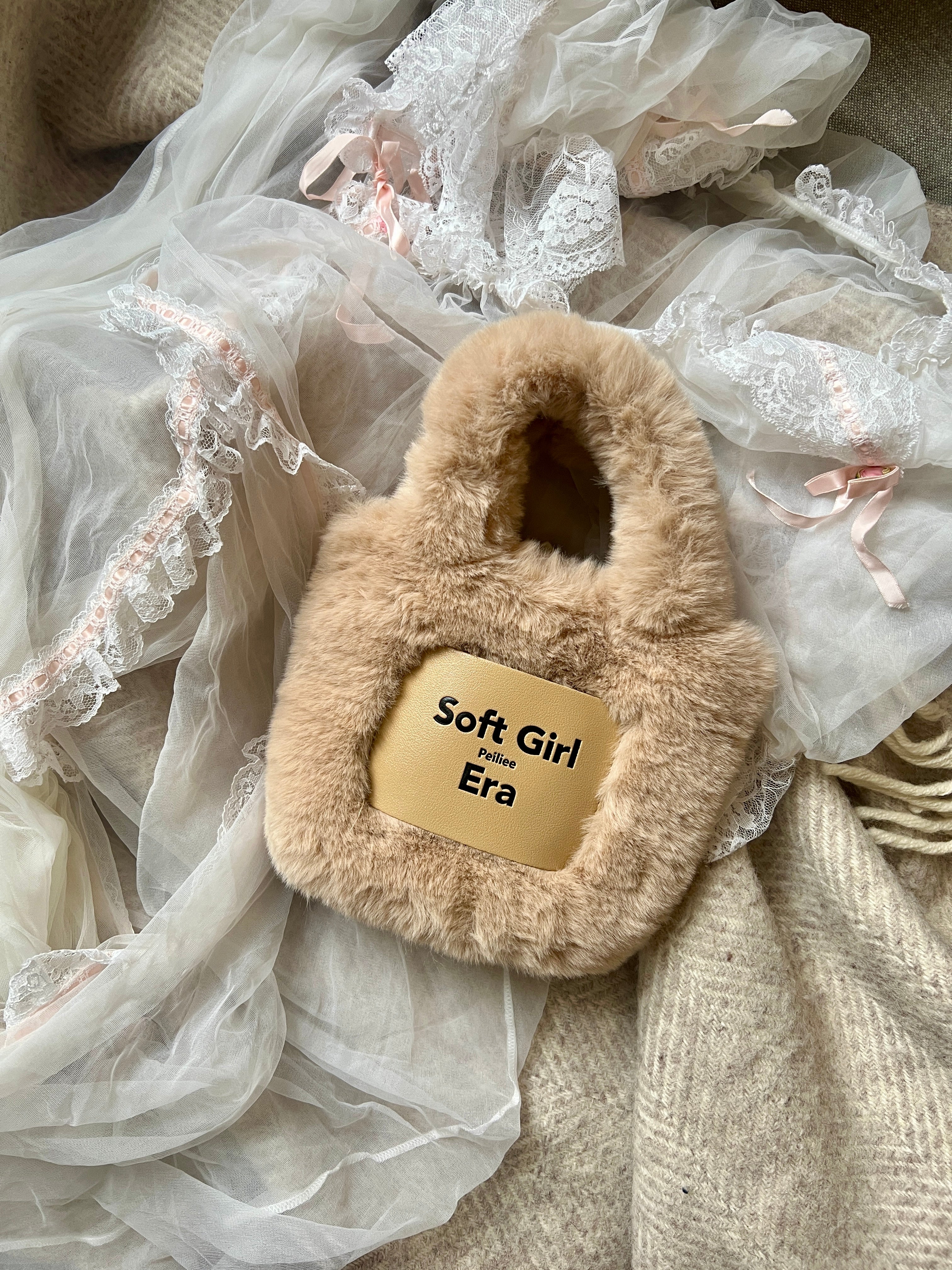 Get trendy with Soft Girl Era Faux Fur Mini Hand Bag -  available at Peiliee Shop. Grab yours for $15 today!