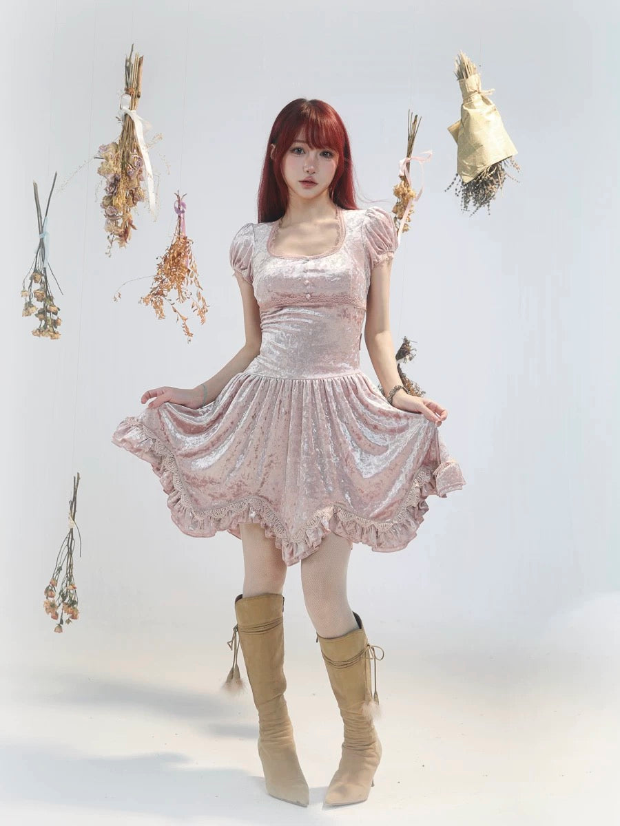 Get trendy with [Rose Island] Soft Pink Fairy Spirit Velvet Princess Dress -  available at Peiliee Shop. Grab yours for $54 today!