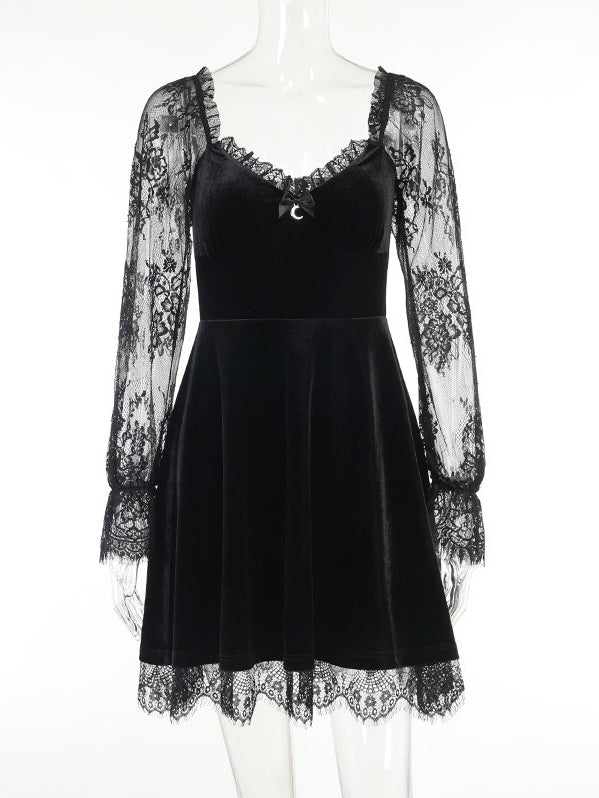 Get trendy with My Gothic Soul Lace Mini Dress -  available at Peiliee Shop. Grab yours for $25 today!