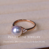 Get trendy with Diamonds Wave Of Elegance Akoya Sea Pearl 18k Gold Filled Ring -  available at Peiliee Shop. Grab yours for $560 today!