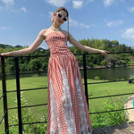 Get trendy with [SPOII UNOSA] Garden Dress Gingham Midi Dress Gown -  available at Peiliee Shop. Grab yours for $72 today!