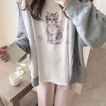 Get trendy with Rose Kitty Cotton T-shirt Top - Sweater available at Peiliee Shop. Grab yours for $16 today!