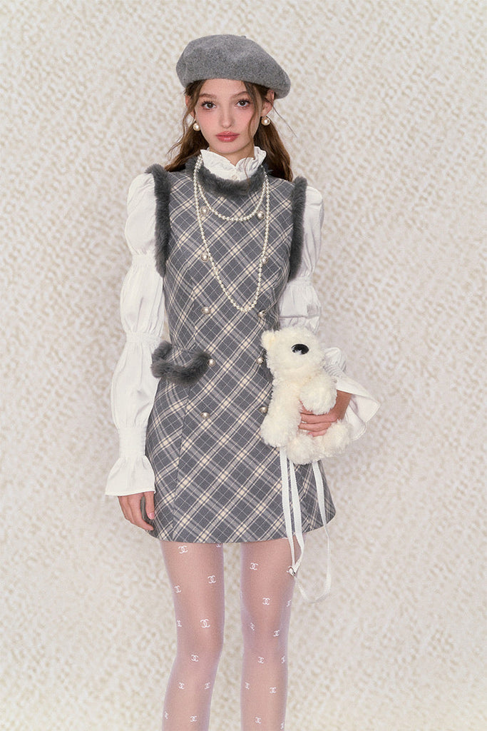 [Underpress]Adorable Doll-Inspired Dress with Fuzzy Collar - Premium  from Underpress - Just $63! Shop now at Peiliee Shop