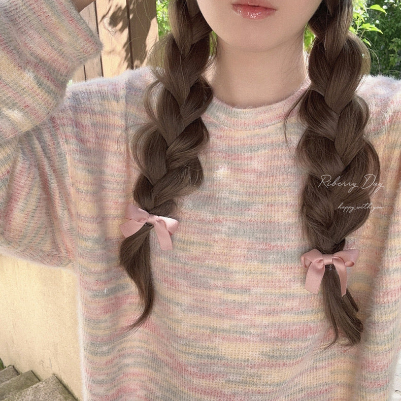 Get trendy with Pastel Rainbow Soft Pastel Knitting Oversized Sweater - Sweater available at Peiliee Shop. Grab yours for $19.90 today!