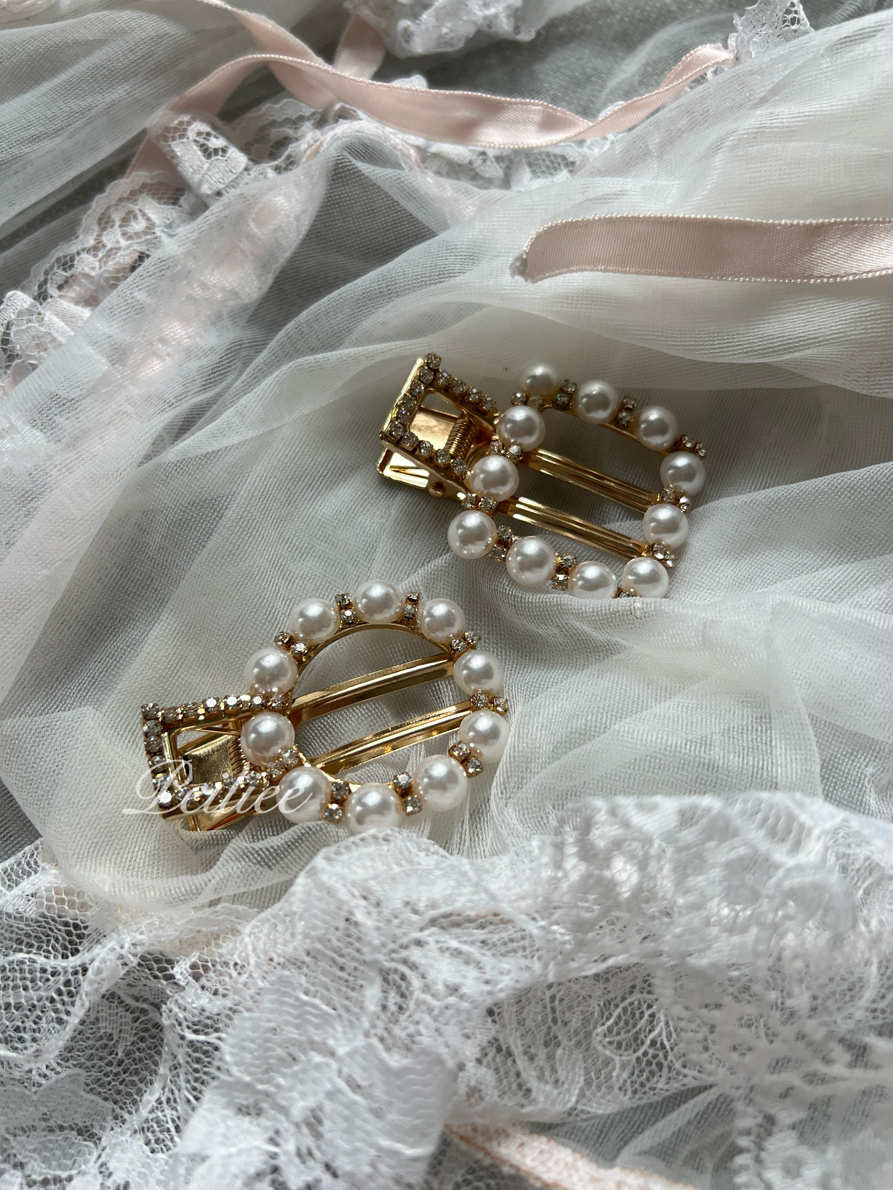 Get trendy with 2 Pieces Princess Pearls Hair Clips -  available at Peiliee Shop. Grab yours for $4.50 today!