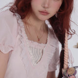 [Rose Island] Rosy Petal Chiffon Shirt