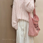 Get trendy with Soft Pink Age Wool Blended Sweater Hoodie - Sweater available at Peiliee Shop. Grab yours for $9 today!