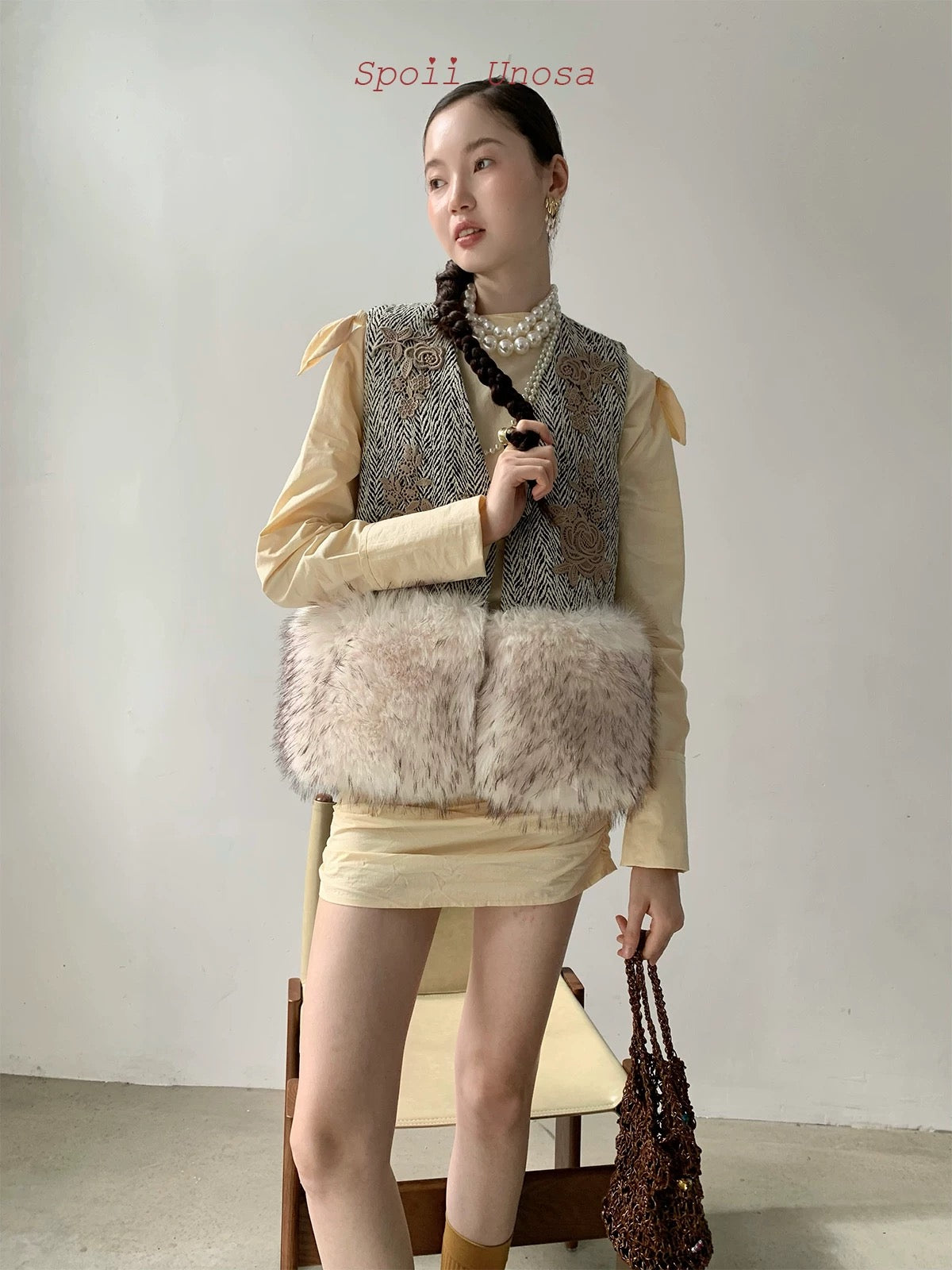 Get trendy with [SPOII UNOSA] Vintage Charm Faux Fur Autumn Vest - Coat available at Peiliee Shop. Grab yours for $66 today!