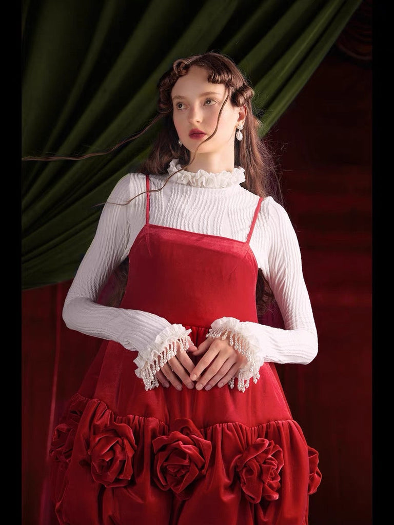 [UNOSA] Red Velvet Padded Puffball Dress - Premium  from UNOSA - Just $74! Shop now at Peiliee Shop
