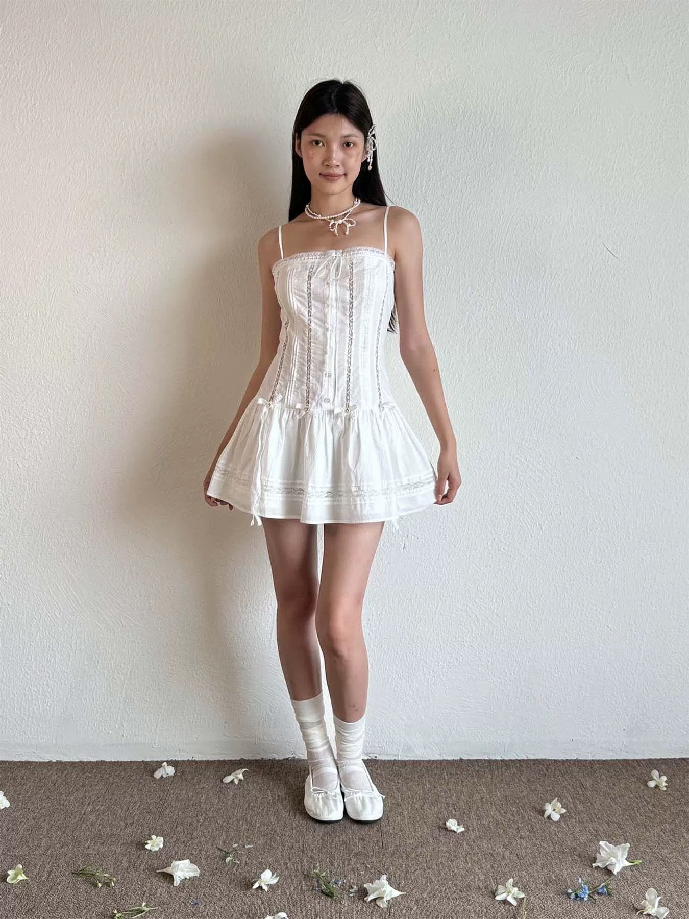 Get trendy with [Pacific Position] I Swear She’s An Angel - Mother Shell Button Cotton Dress - Dress available at Peiliee Shop. Grab yours for $75 today!