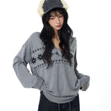 Reabobo Grey Fair Isle Cashmere Blend Sweater