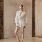 Fa Sogno Moonlit Lace Shirt Dress And Corset Set