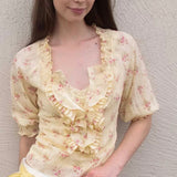 MineBeThyVers Butter Bloom Ruffle 2 in 1 Floral Blouse
