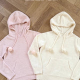 Riberry Fluffy Pom Pom Fleece Hoodie Sweater