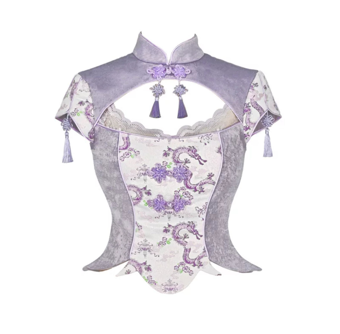 Get trendy with [Blood Supply] Dragon Wisteria Crop Top - Crop Top available at Peiliee Shop. Grab yours for $49.90 today!