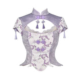 Get trendy with [Blood Supply] Dragon Wisteria Crop Top - Crop Top available at Peiliee Shop. Grab yours for $49.90 today!